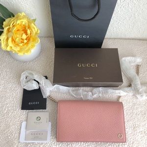 Gucci Pebbled Calfskin Medium Betty Chain Wallet